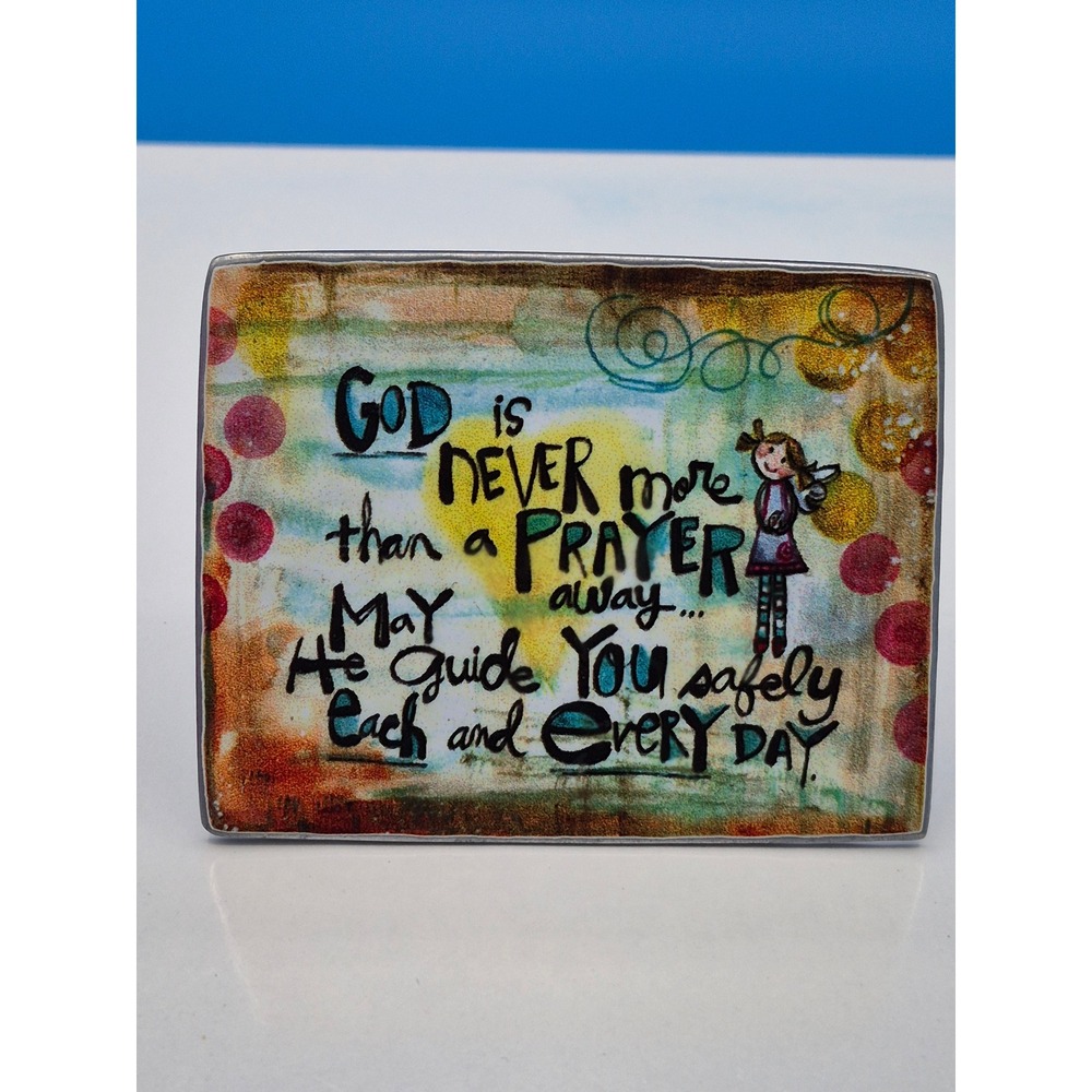 Vintage Lynn Sanchellie Inspirational Art Plaque Hammered Metal Clip Holder